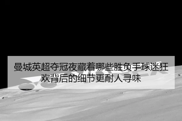 曼城英超夺冠夜藏着哪些胜负手球迷狂欢背后的细节更耐人寻味